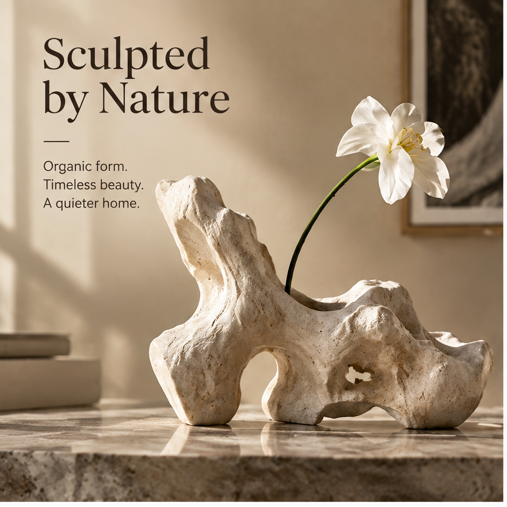ORNADOM Coral Bone Form Abstract Vase - front view