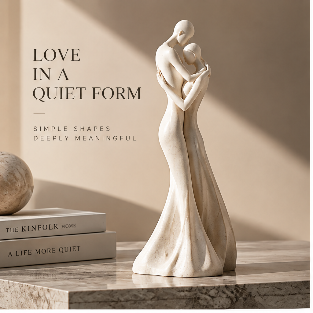 ORNADOM Embracing Couple Abstract Sculpture - front view