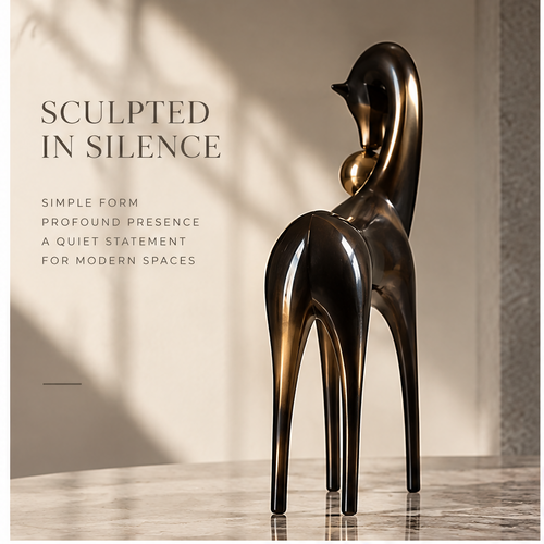 ORNADOM Abstract Horse Bronze Sculpture - front view