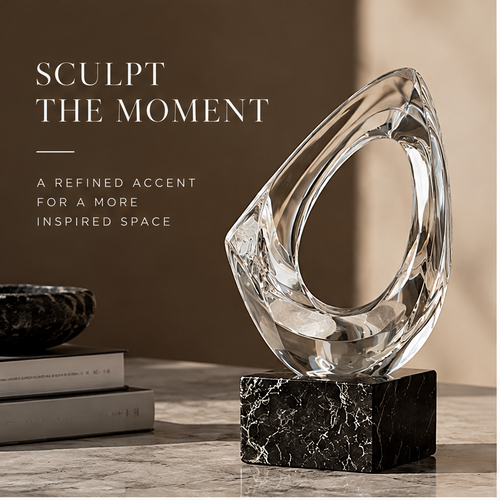 ORNADOM Crystal Glass Twist Loop Sculpture - front view