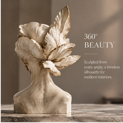 ORNADOM Lady Bloom Bust Gold Trim Sculpture - back view