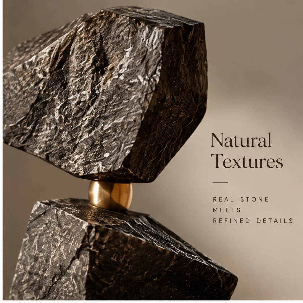 ORNADOM Triple Stacked Black Stone Tower Sculpture - lifestyle