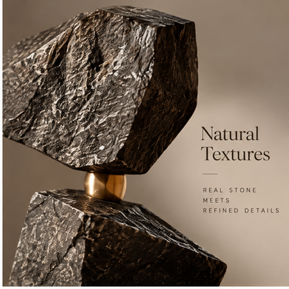 ORNADOM Triple Stacked Black Stone Tower Sculpture - lifestyle