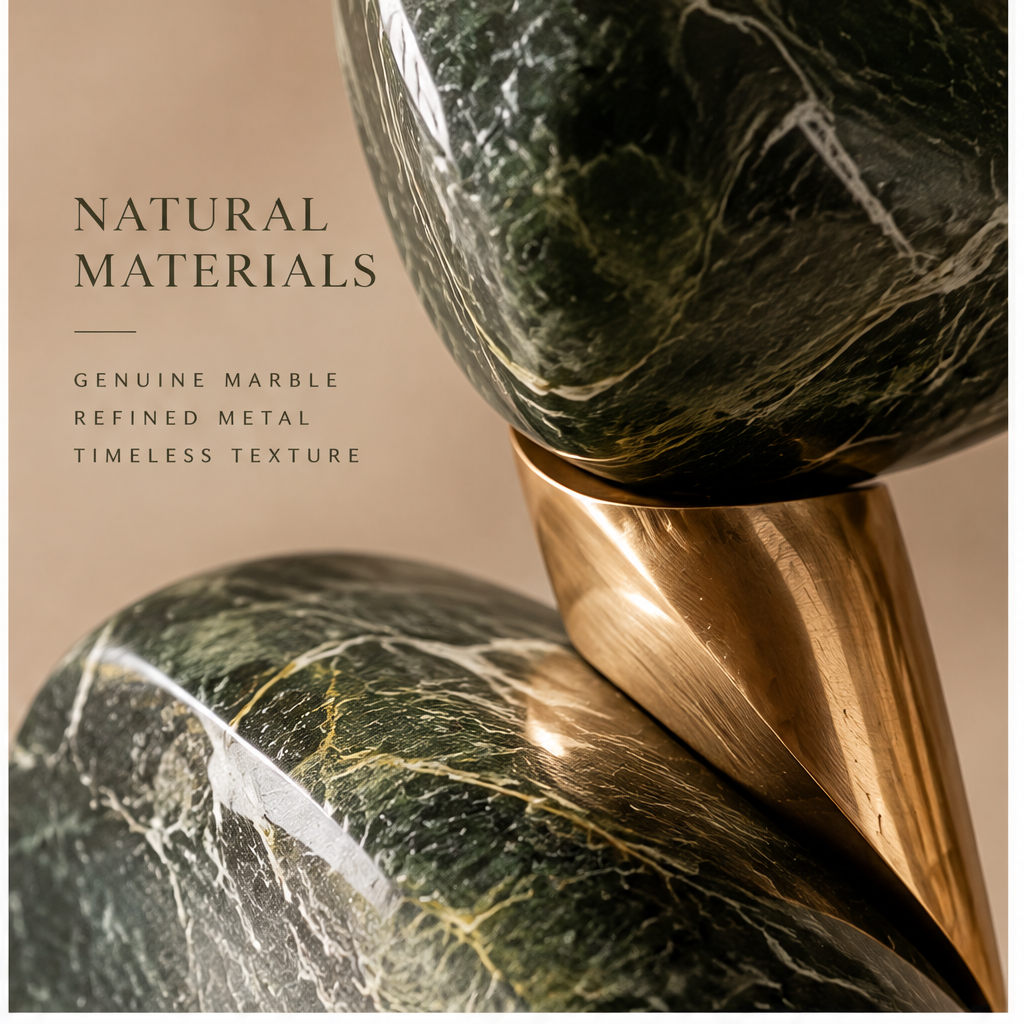 ORNADOM Stacked Green Marble Pebble Sculpture - lifestyle