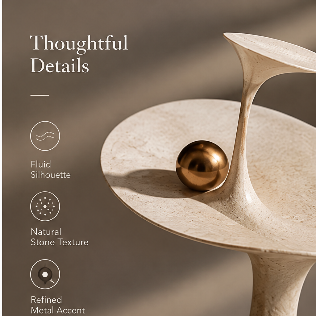 ORNADOM Mushroom Disc Gold Sphere Sculpture - size reference