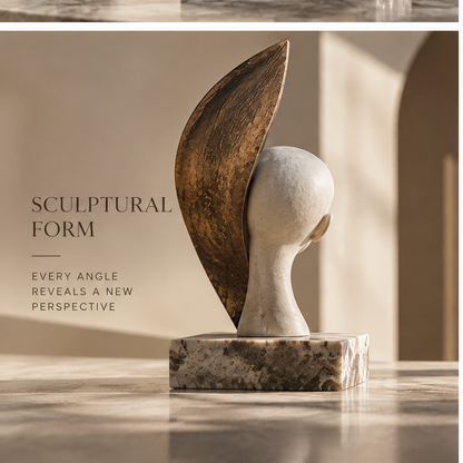 ORNADOM Serene Face Gold Wing Sculpture - back angle