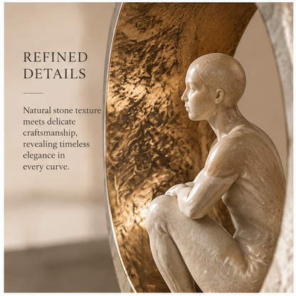 ORNADOM Seated Figure Stone Ring Sculpture - lifestyle