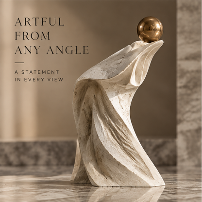 ORNADOM Twisted Drape Gold Sphere Sculpture - lifestyle