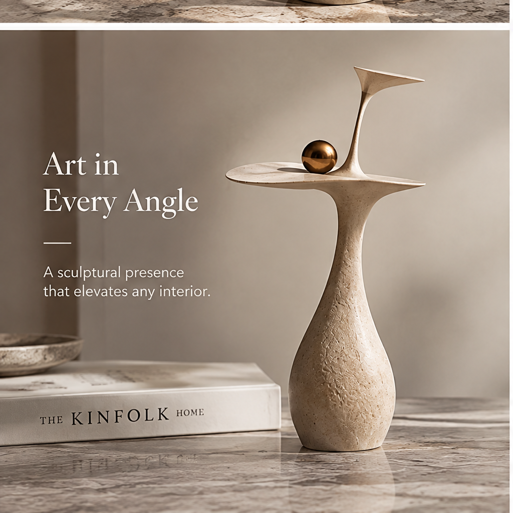 ORNADOM Mushroom Disc Gold Sphere Sculpture - lifestyle