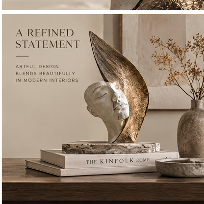ORNADOM Serene Face Gold Wing Sculpture - lifestyle 2