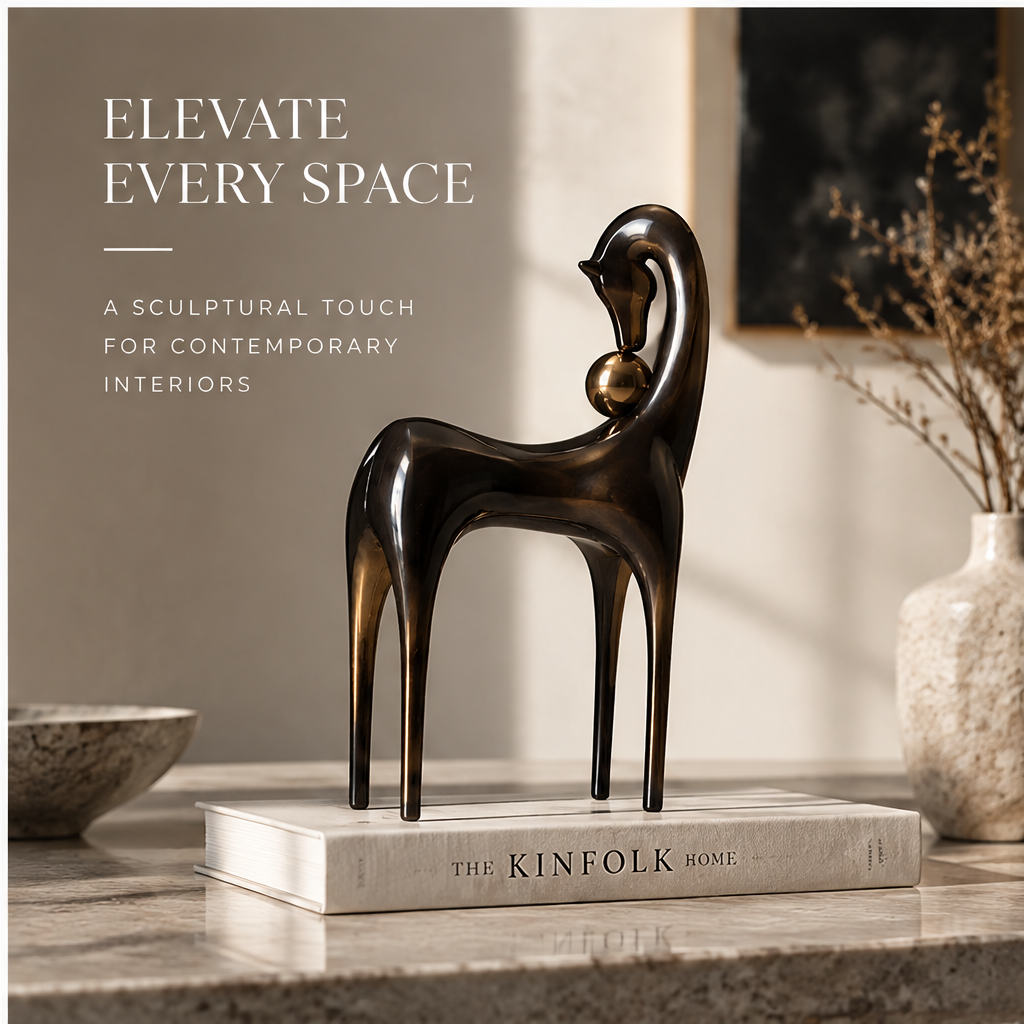 ORNADOM Abstract Horse Bronze Sculpture - angle view