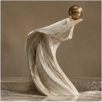 ORNADOM Twisted Drape Gold Sphere Sculpture - lifestyle 2
