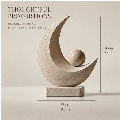 ORNADOM Crescent Moon Stone Sphere Sculpture - size reference