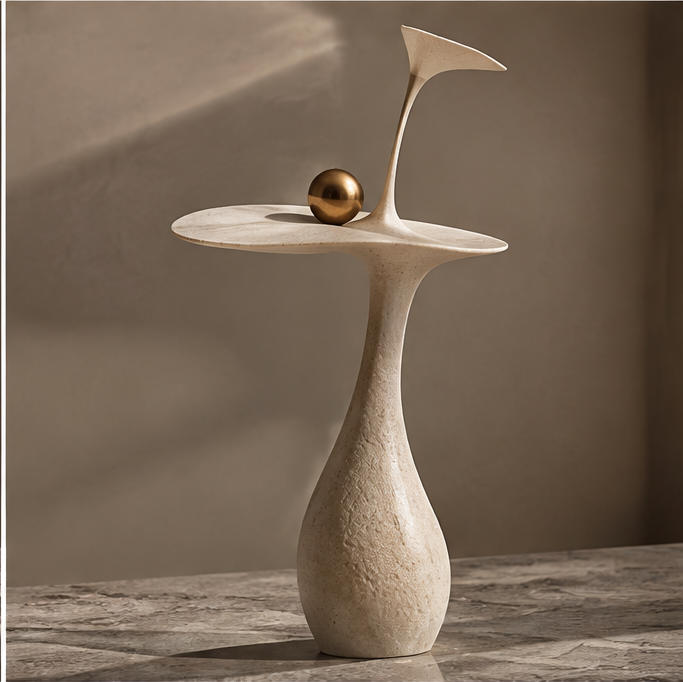 ORNADOM Mushroom Disc Gold Sphere Sculpture - lifestyle 2
