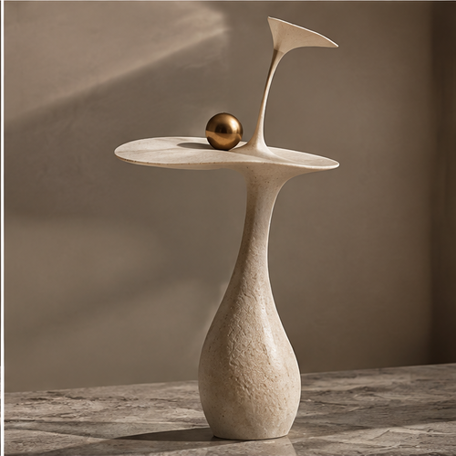 ORNADOM Mushroom Disc Gold Sphere Sculpture - lifestyle 2