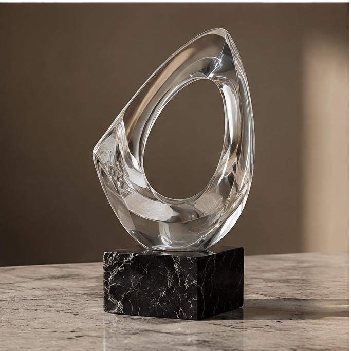 ORNADOM Crystal Glass Twist Loop Sculpture - base detail